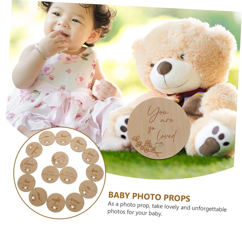 UPKOCH Wooden Growth Announcement Discs Set For Newborn Photography Baby Shower Memory Keepsakes - Image 2